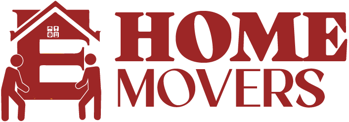 Logo for Home Movers: two figures carry furniture beside a red house outline, with bold red 'HOME MOVERS' text.